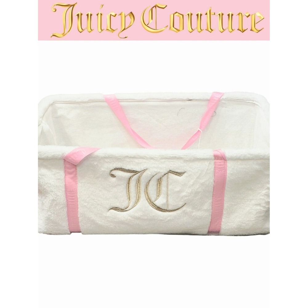 Juicy Couture Home Gold Embrodried JC Logo Faux Fur Storage Tote